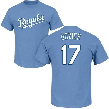 Men's Kansas City Royals Hunter Dozier ＃17 Roster Name & Number T-Shirt - Light Blue