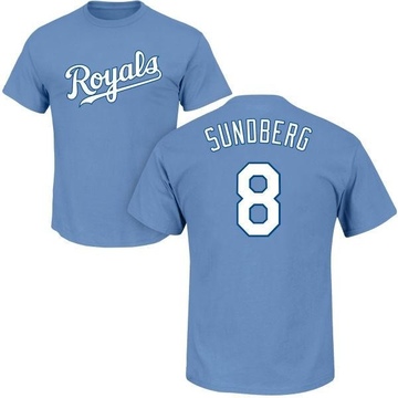 Men's Kansas City Royals Jim Sundberg ＃8 Roster Name & Number T-Shirt - Light Blue