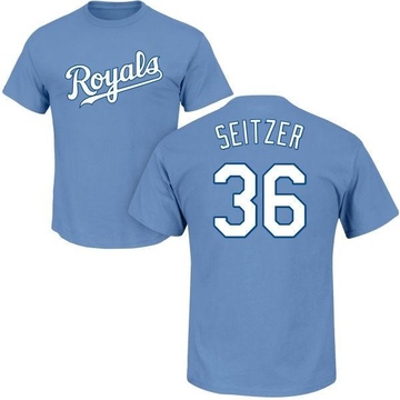 Men's Kansas City Royals Kevin Seitzer ＃36 Roster Name & Number T-Shirt - Light Blue