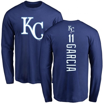 Men's Kansas City Royals Maikel Garcia ＃11 Backer Long Sleeve T-Shirt - Royal