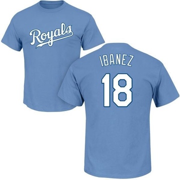 Men's Kansas City Royals Raul Ibanez ＃18 Roster Name & Number T-Shirt - Light Blue