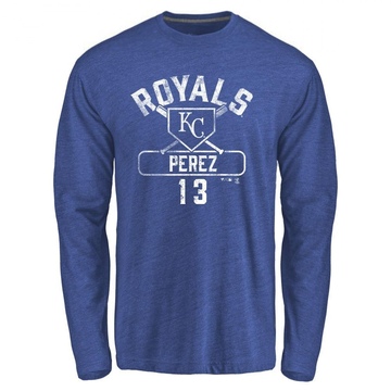 Men's Kansas City Royals Salvador Perez ＃13 Base Runner Long Sleeve T-Shirt - Royal