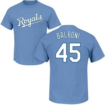 Men's Kansas City Royals Steve Balboni ＃45 Roster Name & Number T-Shirt - Light Blue