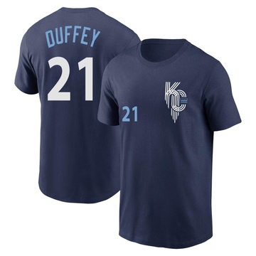 Men's Kansas City Royals Tyler Duffey ＃21 2022 City Connect Name & Number T-Shirt - Navy