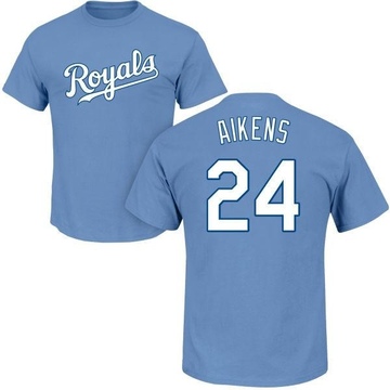 Men's Kansas City Royals Willie Aikens ＃24 Roster Name & Number T-Shirt - Light Blue