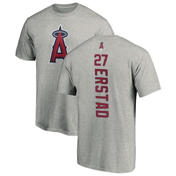 Men's Los Angeles Angels Darin Erstad ＃27 Backer T-Shirt Ash