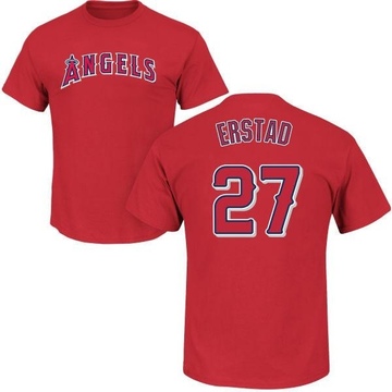 Men's Los Angeles Angels Darin Erstad ＃27 Roster Name & Number T-Shirt - Red