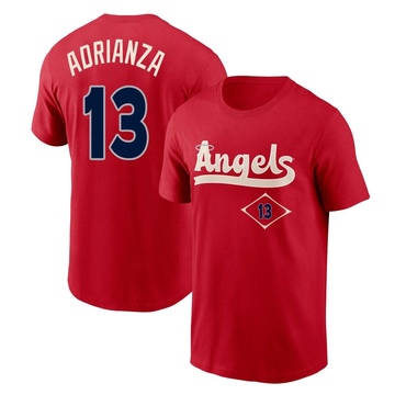 Men's Los Angeles Angels Ehire Adrianza ＃13 2022 City Connect Name & Number T-Shirt - Red