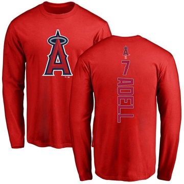 Men's Los Angeles Angels Jo Adell ＃7 Backer Long Sleeve T-Shirt - Red