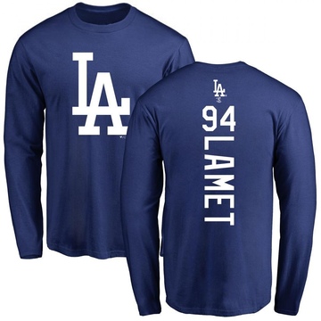 Men's Los Angeles Dodgers Dinelson Lamet ＃94 Backer Long Sleeve T-Shirt - Royal
