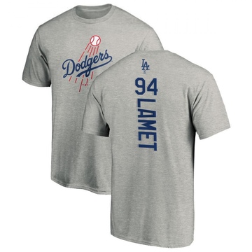 Men's Los Angeles Dodgers Dinelson Lamet ＃94 Backer T-Shirt Ash