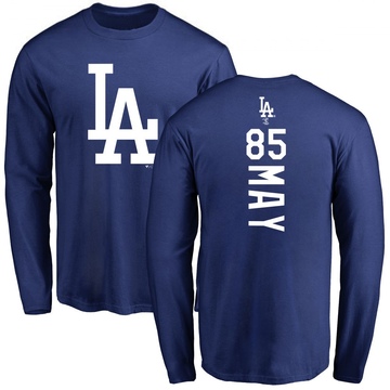 Men's Los Angeles Dodgers Dustin May ＃85 Backer Long Sleeve T-Shirt - Royal