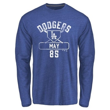 Men's Los Angeles Dodgers Dustin May ＃85 Base Runner Long Sleeve T-Shirt - Royal