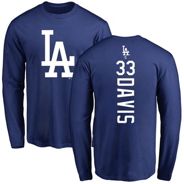 Men's Los Angeles Dodgers Eric Davis ＃33 Backer Long Sleeve T-Shirt - Royal