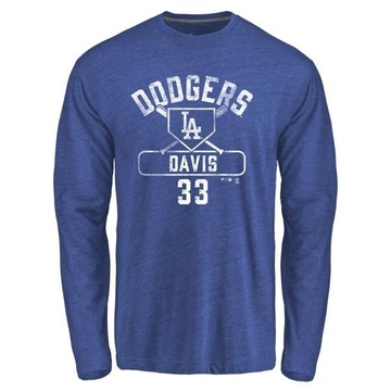 Men's Los Angeles Dodgers Eric Davis ＃33 Base Runner Long Sleeve T-Shirt - Royal