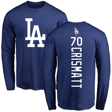 Men's Los Angeles Dodgers Nabil Crismatt ＃70 Backer Long Sleeve T-Shirt - Royal