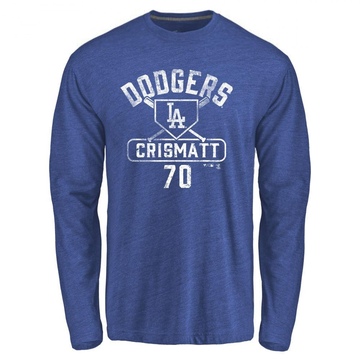Men's Los Angeles Dodgers Nabil Crismatt ＃70 Base Runner Long Sleeve T-Shirt - Royal