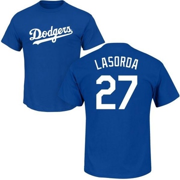 Men's Los Angeles Dodgers Tommy Lasorda ＃27 Roster Name & Number T-Shirt - Royal