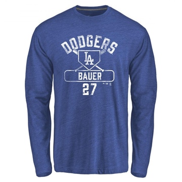Men's Los Angeles Dodgers Trevor Bauer ＃27 Base Runner Long Sleeve T-Shirt - Royal
