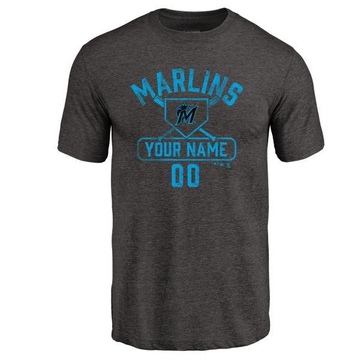 Men's Miami Marlins Custom ＃00 Base Runner T-Shirt - Black