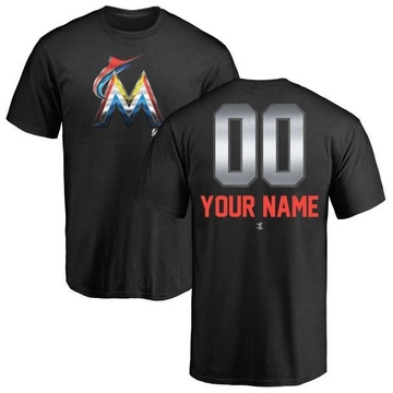 Men's Miami Marlins Custom ＃00 Midnight Mascot T-Shirt - Black