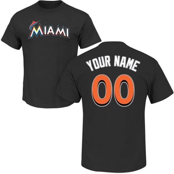 Men's Miami Marlins Custom ＃00 Roster Name & Number T-Shirt - Black