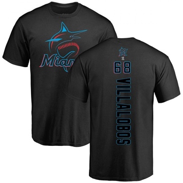 Men's Miami Marlins Eli Villalobos ＃68 Backer T-Shirt - Black