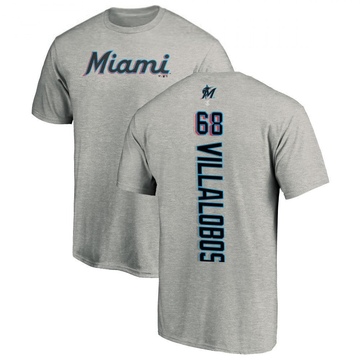 Men's Miami Marlins Eli Villalobos ＃68 Backer T-Shirt Ash
