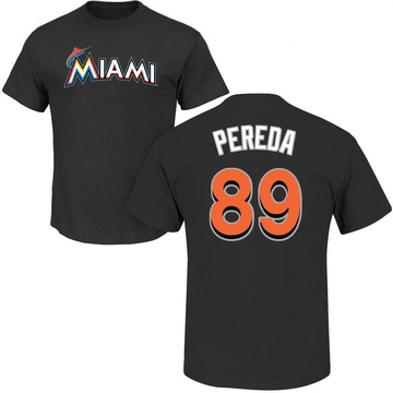 Men's Miami Marlins Jhonny Pereda ＃89 Roster Name & Number T-Shirt - Black