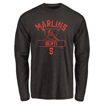 Men's Miami Marlins Jon Berti ＃5 Base Runner Long Sleeve T-Shirt - Black