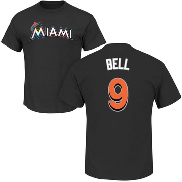 Men's Miami Marlins Josh Bell ＃9 Roster Name & Number T-Shirt - Black