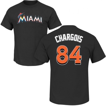 Men's Miami Marlins JT Chargois ＃84 Roster Name & Number T-Shirt - Black