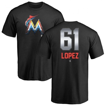 Men's Miami Marlins Otto Lopez ＃61 Midnight Mascot T-Shirt - Black