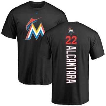 Men's Miami Marlins Sandy Alcantara ＃22 Backer T-Shirt - Black
