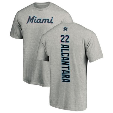 Men's Miami Marlins Sandy Alcantara ＃22 Backer T-Shirt Ash