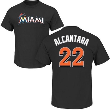 Men's Miami Marlins Sandy Alcantara ＃22 Roster Name & Number T-Shirt - Black