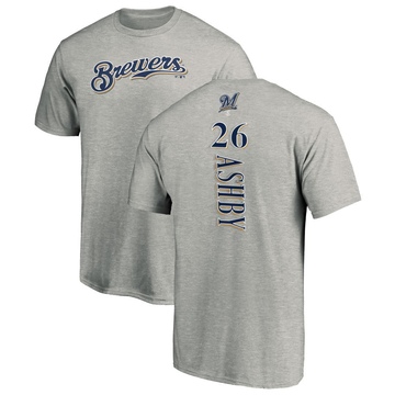 Men's Milwaukee Brewers Aaron Ashby ＃26 Backer T-Shirt Ash