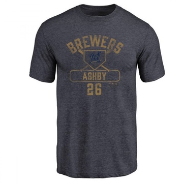 Men's Milwaukee Brewers Aaron Ashby ＃26 Base Runner T-Shirt - Navy