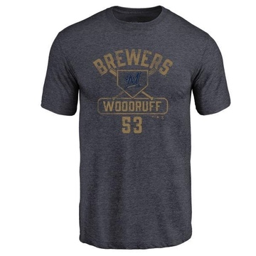 Men's Milwaukee Brewers Brandon Woodruff ＃53 Base Runner T-Shirt - Navy