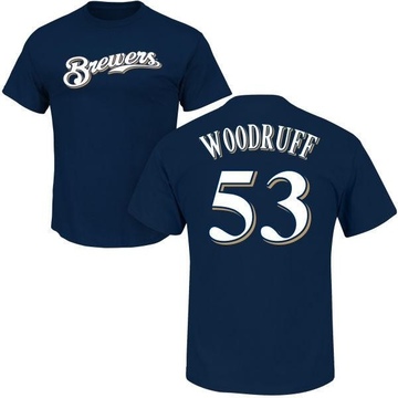 Men's Milwaukee Brewers Brandon Woodruff ＃53 Roster Name & Number T-Shirt - Navy
