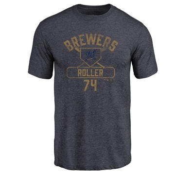 Men's Milwaukee Brewers Chris Roller ＃74 Base Runner T-Shirt - Navy