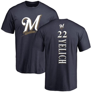 Men's Milwaukee Brewers Christian Yelich ＃22 Backer T-Shirt - Navy