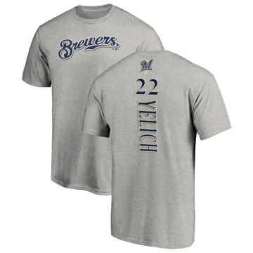 Men's Milwaukee Brewers Christian Yelich ＃22 Backer T-Shirt Ash