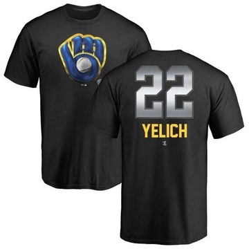 Men's Milwaukee Brewers Christian Yelich ＃22 Midnight Mascot T-Shirt - Black