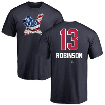 Men's Milwaukee Brewers Glenn Robinson ＃13 Name and Number Banner Wave T-Shirt - Navy