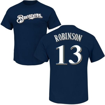Men's Milwaukee Brewers Glenn Robinson ＃13 Roster Name & Number T-Shirt - Navy
