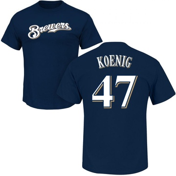 Men's Milwaukee Brewers Jared Koenig ＃47 Roster Name & Number T-Shirt - Navy