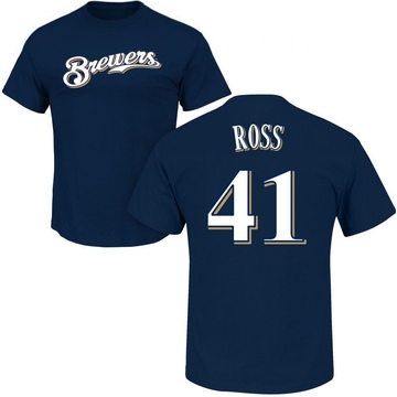 Men's Milwaukee Brewers Joe Ross ＃41 Roster Name & Number T-Shirt - Navy