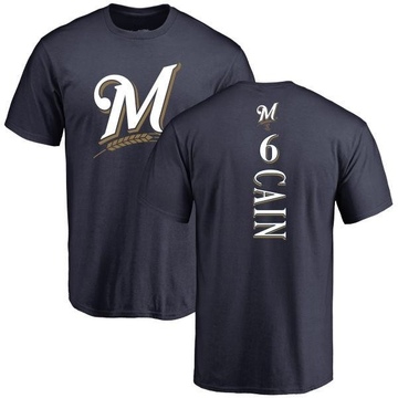 Men's Milwaukee Brewers Lorenzo Cain ＃6 Backer T-Shirt - Navy