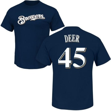 Men's Milwaukee Brewers Rob Deer ＃45 Roster Name & Number T-Shirt - Navy